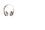 Modern white wireless headphones with soft ear cushions isolated against a plain background.